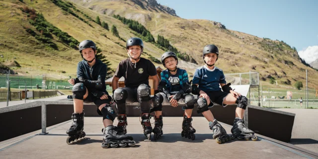 Rollerblading at the skate park