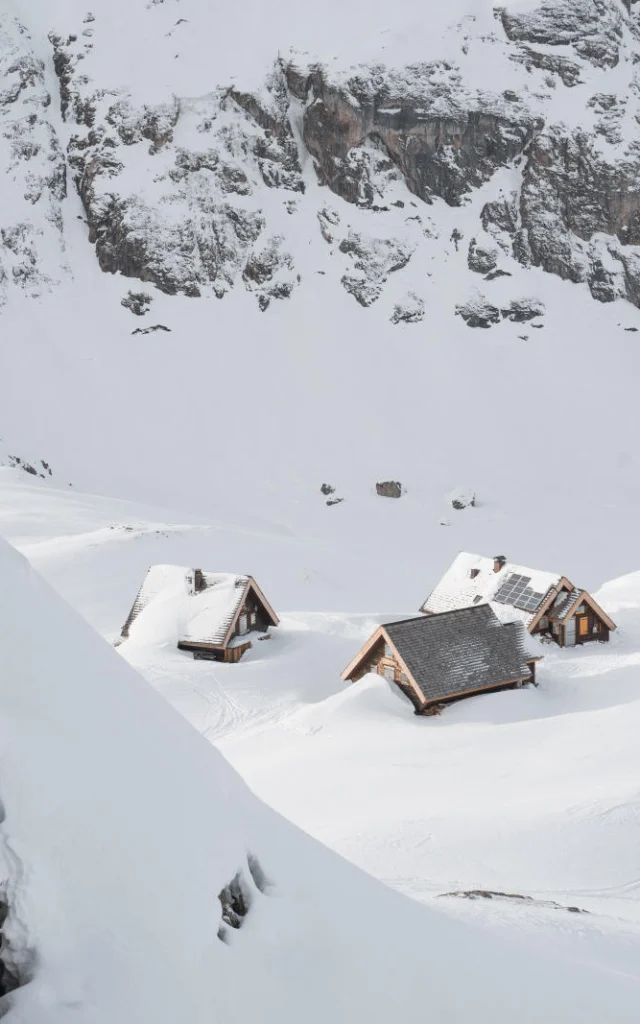 Il rifugio Fonde des Four in Val d'Isère in inverno