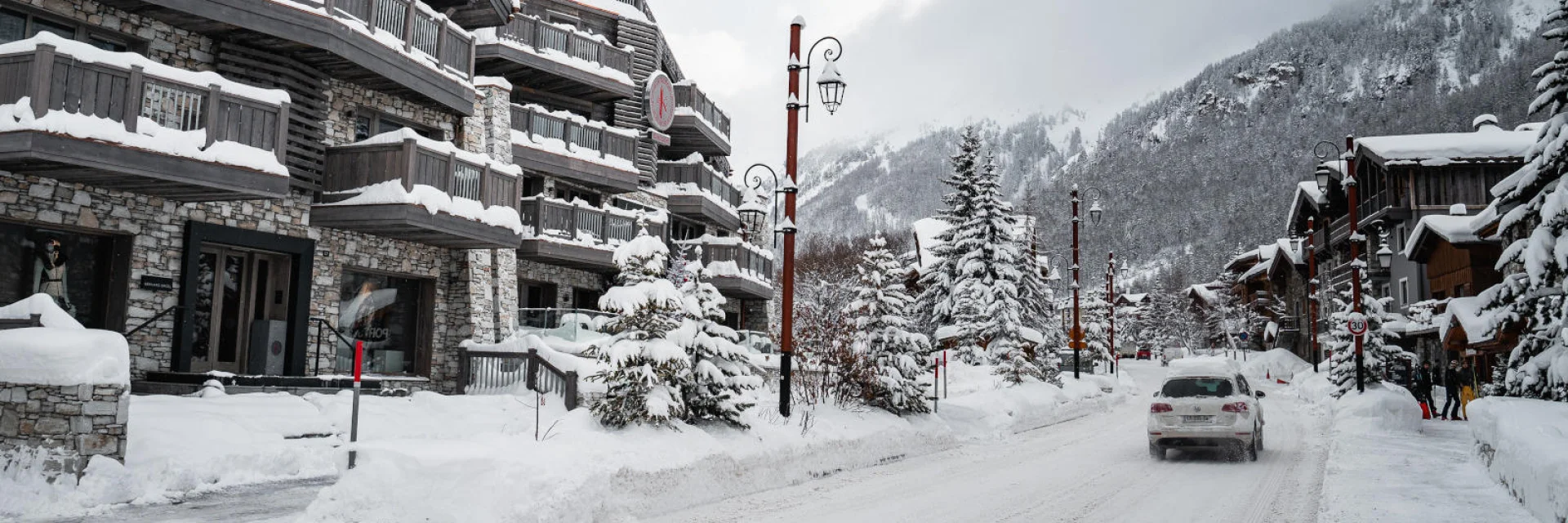 Snow-covered road to Val d'Isère