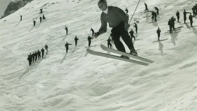 Photo ancienne de skieur à Val d'Isère
