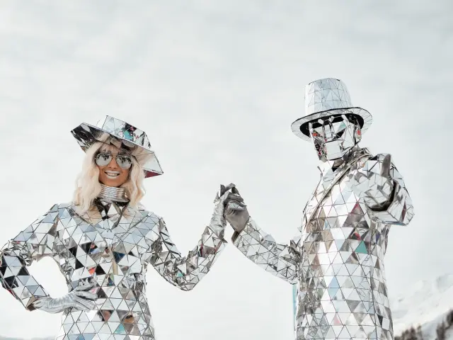 Entertainment during the Critérium de la Première Neige in Val d'Isère